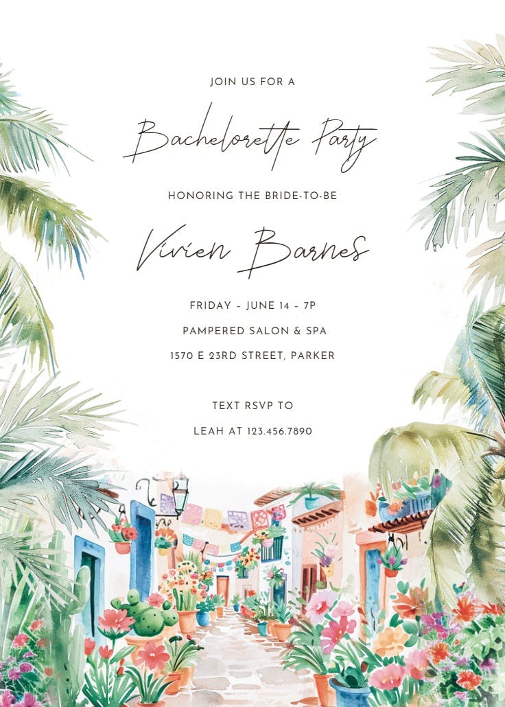 Mexican scenery - bachelorette party invitation